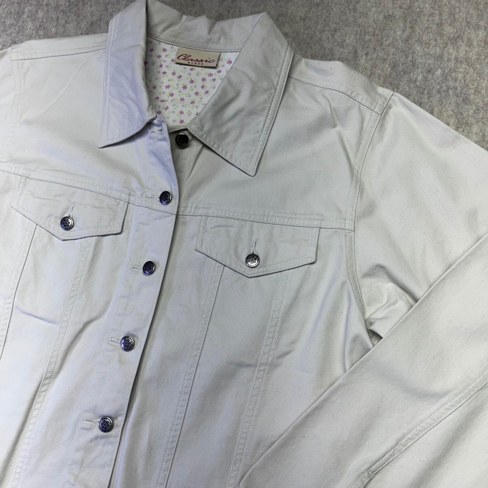Classic Blues Women Khaki Twill‎ Button Front Denim Jacket XL EUC